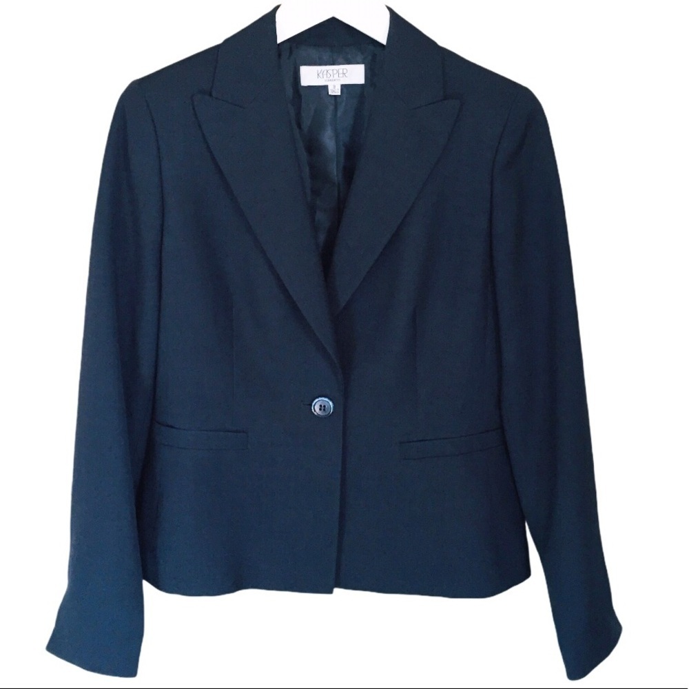 KASPER SEPARATES Nordstrom Navy Blue Fitted One Button Suit Blazer 8